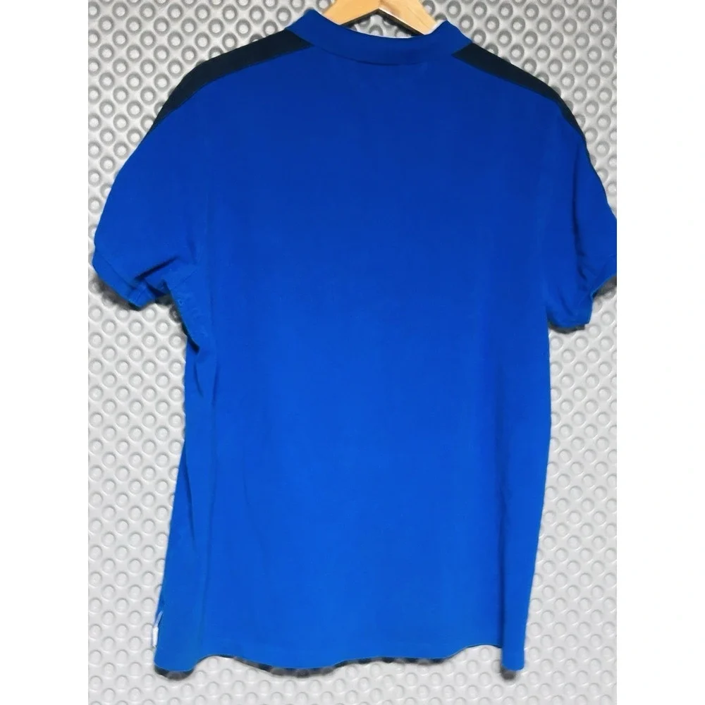 Polo By Ralph Lauren Blue Snap Rugby Polo Short Sleeve Shirt XXL Custom Fit VTG